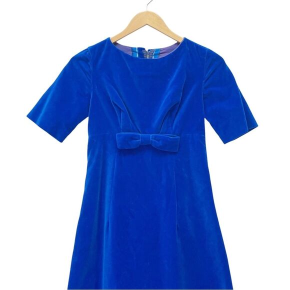 Vintage 1960s Handmade Royal Blue Velvet Dress Modern Size 0 Long Evening Gown - Picture 7 of 13